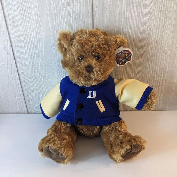 VTG Chelsea Teddy Bear Co. Duke University Brown Bear Letterman Jacket NWT - Picture 1 of 5